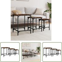 The Living Store - Satztische 3 Stk. Räuchereiche Holzwerkstoff - Couchtisch - Nestschreibtisch - Holzcouchtisch - Industriedesign - Wohnzimmertisch von THE LIVING STORE