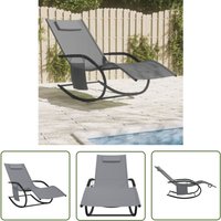 The Living Store Schaukelliege Grau Stahl und Textilene - Gartensauna - Liegeplatz Im Freien - Gartenlounge - Outdoor Möbel - Relaxsessel von THE LIVING STORE
