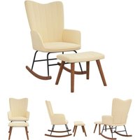 The Living Store - Schaukelstuhl mit Hocker Cremeweiß Samt - Schaukelstühle - Weiß The Living Store - Schaukelstuhl mit Hocker Cremeweiß Samt - Schaukelstühle - Weiß von THE LIVING STORE