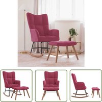 The Living Store - Schaukelstuhl mit Hocker Samt Weinrot - Samtsofa - Weinroter Stuhl - Lounge Chair - Schaukelstuhl - Relax Sessel von THE LIVING STORE
