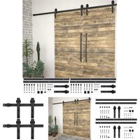 The Living Store - Schiebetür-Beschlagsätze 2 Stk. 200 cm Stahl Schwarz - Türrahmen - Schwarz The Living Store - Schiebetür-Beschlagsätze 2 Stk. 200 cm Stahl Schwarz - Türrahmen - Schwarz von THE LIVING STORE