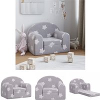 The Living Store - Schlafsofa für Kinder Hellgrau Sterne Weich Plüsch - Baby- & Kleinkindmöbel - Grau von THE LIVING STORE
