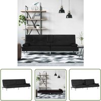 The Living Store Schlafsofa mit Getränkehaltern Schwarz Kunstleder - Schlafsofa - Sofa - Gästebett - Wohnzimmersofa - Tagesbett von THE LIVING STORE