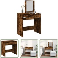 The Living Store - Schminktisch mit Spiegel Räuchereiche 73x46,5x120 cm - Schminktisch - Kosmetikschrank - Schreibtisch - Badezimmermöbel The Living Store - Schminktisch mit Spiegel Räuchereiche 73x46,5x120 cm - Schminktisch - Kosmetikschrank - Schreibtisch - Badezimmermöbel von THE LIVING STORE