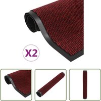 The Living Store - Schmutzfangmatten 2 Stk. Rechteckig Getuftet 80x120cm Rot - Schmutzfangmatte - Eingangsmatte - Türmatte - Treppenmatte - Teppich von THE LIVING STORE