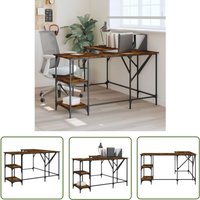 The Living Store Schreibtisch Räuchereiche 139x139x75 cm Holzwerkstoff - Bürostuhl - Schreibtisch - Home Office - Arbeitsplatzgestaltung von THE LIVING STORE