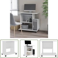 The Living Store Schreibtisch Weiß 80x50x75 cm Holzwerkstoff - Schreibtisch - Laptoptisch - PC Tisch - Home Office - Weißes Möbelstück von THE LIVING STORE