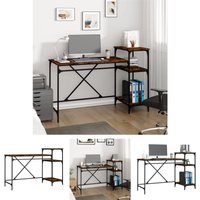 The Living Store Schreibtisch mit Regal Räuchereiche 135x50x90 cm Holzwerkstoff - Schreibtische von THE LIVING STORE
