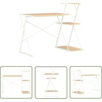 The Living Store - Schreibtisch mit Regal Weiß und Eiche 116×50×93 cm - Bürostuhl - Schreibtisch - Home Office - Computerarbeitsplatz - Arbeitszimmer von THE LIVING STORE