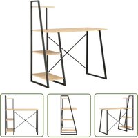 The Living Store - Schreibtisch mit Regaleinheit Schwarz und Eiche 102×50×117 cm - Bürostuhl - Schreibtisch - Home Office - Computerarbeitsplatz von THE LIVING STORE