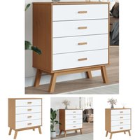 The Living Store - Schubladenschrank olden Weiß und Braun Massivholz Kiefer - Kommoden - Weiß von THE LIVING STORE