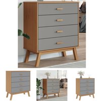 Schubladenschrank olden Grau und Braun Massivholz Kiefer - Kommoden - Grau - The Living Store von THE LIVING STORE