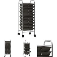 The Living Store - Schubladenwagen mit 10 Schubladen Schwarz Kunststoff - Rollwagen & Sackkarren von THE LIVING STORE