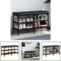 The Living Store - Schuhbank Räuchereiche 82x32x47 cm Holzwerkstoff - Schuhbank - Flurbank - Garderobe - Einbaubank - Möbel von THE LIVING STORE