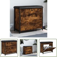The Living Store - Schuhbank mit Klappe Räuchereiche 62x32x56 cm - Schuhbank - Flurbank - Garderobe - Aufbewahrungsbox - Wohnzimmer Dekoration von THE LIVING STORE