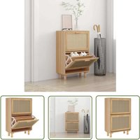 The Living Store - Schuhschrank Braun 52x25x80 cm Holzwerkstoff & Rattan Natur - Schuhschrank - Holzschrank - Schrank - Regal - Garderobe The Living Store - Schuhschrank Braun 52x25x80 cm Holzwerkstoff & Rattan Natur - Schuhschrank - Holzschrank - Schrank - Regal - Garderobe von THE LIVING STORE