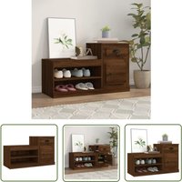 The Living Store - Schuhschrank Braun Eichen-Optik 100x42x60 cm Holzwerkstoff - Schuhschrank - Holzwerkstoff - Eiche Optik - Garderobe - Aufbewahrung von THE LIVING STORE