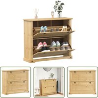 The Living Store - Schuhschrank Corona 99x32x85 cm Massivholz Kiefer - Holzschuhschrank - Schuhregal - Kofferraumorganisation - Garderobe von THE LIVING STORE