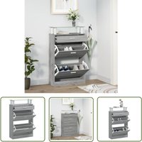 The Living Store - Schuhschrank Grau Sonoma 63x24x104 cm Holzwerkstoff - Schuhschrank - Schrank - Garderobe - Aufbewahrung - Organisation The Living Store - Schuhschrank Grau Sonoma 63x24x104 cm Holzwerkstoff - Schuhschrank - Schrank - Garderobe - Aufbewahrung - Organisation von THE LIVING STORE
