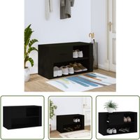 The Living Store - Schuhschrank Schwarz 80x35x45 cm Holzwerkstoff - Schuhschrank - Garderobe - Flurmöbel - Holzwerkstoff Möbel - Schwarze Schränke von THE LIVING STORE