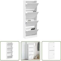 The Living Store - Schuhschrank Weiß 60x21x163,5 cm Holzwerkstoff - Schuhschrank - Schrank - Garderobe - Aufbewahrung - Organisation The Living Store - Schuhschrank Weiß 60x21x163,5 cm Holzwerkstoff - Schuhschrank - Schrank - Garderobe - Aufbewahrung - Organisation von THE LIVING STORE