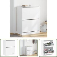 The Living Store - Schuhschrank mit 2 Klappen Weiß 80x42x108 cm - Schuhschrank - Schuhregal - Holzwerkstoffmöbel - Garderobe - Schrank The Living Store - Schuhschrank mit 2 Klappen Weiß 80x42x108 cm - Schuhschrank - Schuhregal - Holzwerkstoffmöbel - Garderobe - Schrank von THE LIVING STORE