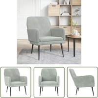 The Living Store - Sessel Hellgrau 62x79x79 cm Samt - Samtsessel - Bequemer Sessel - Wohnzimmersessel - Grau Sessel - Lounge Chair von THE LIVING STORE