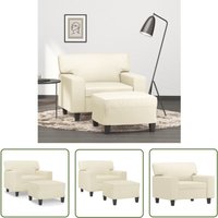 The Living Store - Sessel mit Hocker Creme 60 cm Kunstleder - Wohnzimmermöbel - Sessel - Couchtisch - Lounge Chair - Beistelltisch The Living Store - Sessel mit Hocker Creme 60 cm Kunstleder - Wohnzimmermöbel - Sessel - Couchtisch - Lounge Chair - Beistelltisch von THE LIVING STORE