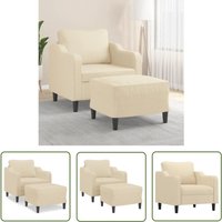 The Living Store - Sessel mit Hocker Creme 60 cm Stoff - Sofa - Sessel - Cremefarbener Sessel - Bequemer Sessel - Lounge Sessel The Living Store - Sessel mit Hocker Creme 60 cm Stoff - Sofa - Sessel - Cremefarbener Sessel - Bequemer Sessel - Lounge Sessel von THE LIVING STORE