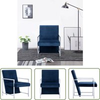 The Living Store Sessel mit verchromten Füßen Blau Samt - Samtsessel - Wohnzimmersessel - Beistelltisch - Blau - Sessel Mit Armlehnen The Living Store Sessel mit verchromten Füßen Blau Samt - Samtsessel - Wohnzimmersessel - Beistelltisch - Blau - Sessel Mit Armlehnen von THE LIVING STORE