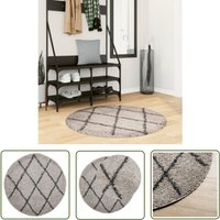 The Living Store - Shaggy-Teppich pamplona Hochflor Modern Beige Anthrazit ø 100cm - Shaggy-Teppich - Hochflor-Teppich - Wohnzimmerteppich von THE LIVING STORE