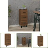 The Living Store Sideboard Braun Eichen-Optik 34,5x34x90 cm Holzwerkstoff - Sideboard - Wohnzimmermöbel - Holzmöbel - Eichendekor - Schublade von JINLEFU