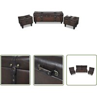 The Living Store - Sitztruhen-Set 3 Stk. Braun - Sitzbank - Truhe - Holzbank - Wohnzimmer Dekoration - Aufbewahrungsbox von THE LIVING STORE