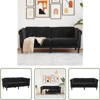 The Living Store - Sofa 2-Sitzer Schwarz Samt - Samtsofa - Wohnzimmersofa - 2-Sitzer Sofa - Schwarzes Sofa - Modernes Sofa von THE LIVING STORE