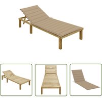 The Living Store - Sonnenliege mit Beiger Auflage Imprägniertes Kiefernholz - Holz-Sonnenliege - Gartenliege - Liege - Kiefernholz - Outdoor Möbel von THE LIVING STORE
