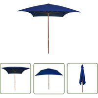 The Living Store Sonnenschirm mit Holz-Mast 200x300 cm Blau - Gartenschirm - Sonnenschirm - Holzschirm - Outdoor Möbel - Terrassenmöbel von THE LIVING STORE