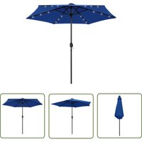 The Living Store Sonnenschirm mit LED-Beleuchtung und Alu-Mast 270 cm Azurblau - Sonnenschirm - Gartenmöbel - Outdoor Möbel - Poolparty - Terrasse von THE LIVING STORE