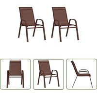 The Living Store Stapelbare Gartenstühle 2 Stk. Braun Textilene - Gartensessel - Stackable Chair - Gartenmöbel - Outdoor Möbel - Terrasse von THE LIVING STORE