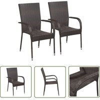 The Living Store - Stapelbare Gartenstühle 2 Stk. Poly Rattan Braun - Gartensessel - Stapelbarer Stuhl - Gartenmöbel - Outdoor Möbel - Rattan Sessel The Living Store - Stapelbare Gartenstühle 2 Stk. Poly Rattan Braun - Gartensessel - Stapelbarer Stuhl - Gartenmöbel - Outdoor Möbel - Rattan Sessel von THE LIVING STORE