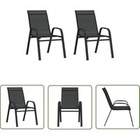 The Living Store Stapelbare Gartenstühle 2 Stk. Schwarz Textilene - Gartenstühle - Stühle Schwarz - Outdoor Möbel - Textilene Stühle - Stapelbar von THE LIVING STORE