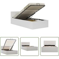 The Living Store - Stauraumbett Hydraulisch Weiß Kunstleder 100×200 cm - Stauraumbett - Hydraulisches Bett - Kunstledersofa - Boxspringbetten von THE LIVING STORE