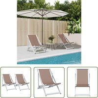 The Living Store Strandstühle 2 Stk. Klappbar Braun Aluminium und Textilene - Strandstuhl - Gartenstuhl - Loungesessel - Balkonmöbel - Poolliegen von THE LIVING STORE