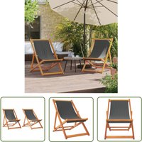 The Living Store Strandstühle 2 Stk. Klappbar Grau Stoff - Strandstuhl - Gartenstuhl - Campingstuhl - Klappbarer Stuhl - Outdoor Möbel von THE LIVING STORE