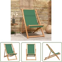 The Living Store Strandstuhl Klappbar Massivholz Teak Grün - Holz Gartenstuhl - Teak Stuhl - Strandkorb - Outdoor Sessel - Gartenmöbeln von THE LIVING STORE