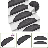 The Living Store - Stufenmatten 10 Stk. 56x17x3 cm Anthrazit - Stufenmatte - Treppenmatte - Treppenschutz - Anti-Rutschmatte - Polypropylen Matte von THE LIVING STORE