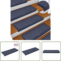 The Living Store - Stufenmatten 15 Stk. 65x21x4 cm Grau und Blau - Stufenmatte - Treppenmatte - Trittsicherheit - Rutschfeste Matte - Treppenläufer von THE LIVING STORE