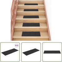 The Living Store - Stufenmatten Selbstklebend Rechteckig 15 Stk. 60x25 Anthrazit - Treppenmatte - Treppenschutz - Teppich Für Treppen - Anti-Rutsch von THE LIVING STORE