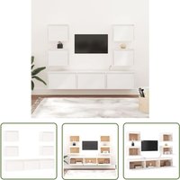 The Living Store - TV-Schränke 7 Stk. Weiß Massivholz Kiefer - TV-Schrank - Hängeschrank - Wohnzimmerschrank - Massivholzmöbel - Kiefer Möbel von THE LIVING STORE
