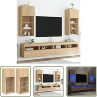 The Living Store - TV-Schränke mit LED-Leuchten 2 Stk. Sonoma-Eiche 40,5x30x90 cm - tv Schrank - Holzwerkstoff Möbel - Wohnraum Dekoration - led The Living Store - TV-Schränke mit LED-Leuchten 2 Stk. Sonoma-Eiche 40,5x30x90 cm - tv Schrank - Holzwerkstoff Möbel - Wohnraum Dekoration - led von THE LIVING STORE