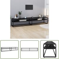 The Living Store TV-Schrank Schwarz Marmor-Optik 220x40x40,5 cm Hartglas - TV Schrank - Fernsehtisch - Glas Möbel - Schwarzer TV Stand - Moderner TV von THE LIVING STORE